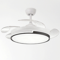Ventilateur de plafond moderne blanc en fer avec moteur AC et lumière LED pour chambre à coucher, 220V 72W, télécommande, 3 couleurs réglables, faible bruit