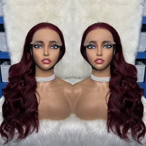 วิกผมหน้าผากลูกไม้ 99J Burgundy 13x4 แบบลอนธรรมชาติ วิกผมหน้าผากลูกไม้ HD แบบผมมนุษย์  ถักเปียสำเร็จ ความ<span class=keywords><strong>ห</strong></span>นาแน่น 250 สำ<span class=keywords><strong>ห</strong></span>รับผู้<span class=keywords><strong>ห</strong></span>ญิง - Product Image 1