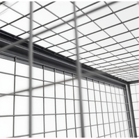 Cage de rangement à double verrouillage indépendant pour appartement, avec cadre en tube carré noir thermolaqué et grille en fil métallique soudé à deux niveaux