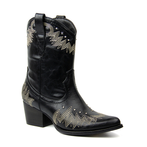 Nouveau Style occidental <span class=keywords><strong>mi</strong></span>-<span class=keywords><strong>mollet</strong></span> vache fille <span class=keywords><strong>bottes</strong></span> Vintage en <span class=keywords><strong>cuir</strong></span> Rivet couture Designer femmes chaussures <span class=keywords><strong>bottes</strong></span> Logo personnalisé - Product Image 2