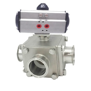 Válvulas de bola de acero inoxidable SS304 de 3 pulgadas con puerto en L, modelo cuadrado, con accionamiento neumático aire-aire o actuador - Product Image 1