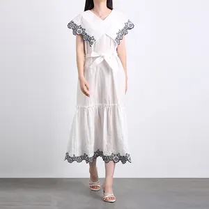 2024 высокое качество пользовательское платье Элегантное макси платье с вышивкой повседневные платья для женщин