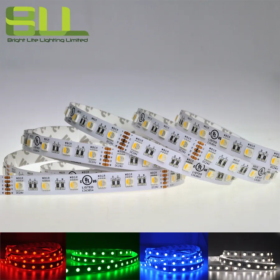 Tira de LED más vendida 5050 RGBW 4 colores en 1 24V 60LEDs/M tira de luz flexible para decoración de hoteles