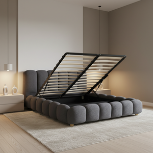 <span class=keywords><strong>Lit</strong></span> Ottoman Double King Size Rembourré Doux au Design Européen de Luxe avec Rangement, Sommier à Bulles, Marque Sunny, Garantie 1 An - Product Image 1