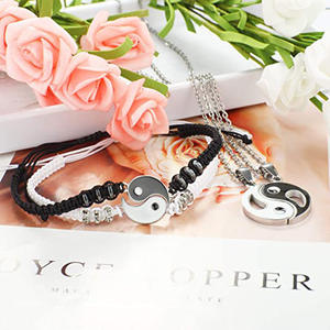 Set di corde intrecciate a mano collana braccialetto coppia Tai otto trigua in lega esplosiva - Product Image 3