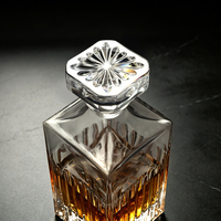 Carafe à whisky de luxe 1000 ml en verre sans plomb, bouteille à liqueur carrée vintage, carafe à vin en cristal avec bouchon hermétique, compatible lave-vaisselle