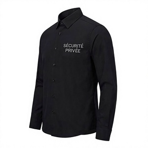 Chemise de travail formelle à manches longues noire pour homme avec logo personnalisé, boutonnée, uniforme de sécurité, imprimé SÉCURITÉ PRIVÉE - Product Image 6