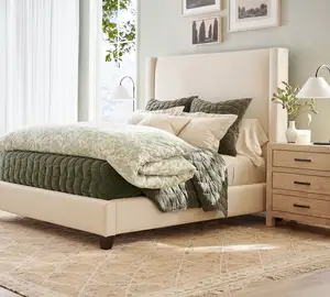 Sigma New Style Furniture Bedding Platform Canopy Wooden Farmhouse Single Non-Tufted Upholstered Bed