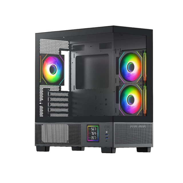 H6 Two Side Tempered Glass Panoramic View Peak Performance Computer Case Micro ATX HD USB3.0 Pc Gamer Case With Screen Display