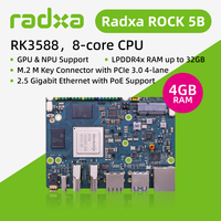 Radxa Rock 5b Biru Rk3588 CPU 8-inti SBC, Dengan Output 8k, dan Konektor M.2 M Key Dengan PCIe 3.0, Komputer Papan Tunggal