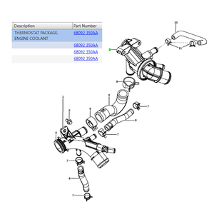 Carcasa de Termostato 68092350AA con Termostato para Jeep Wrangler JK 2.8T 2011-2018 - Product Image 2