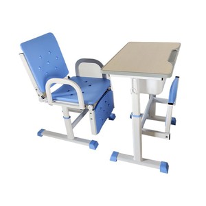 Qi Sai Student Desk And Chair <b>Set</b> Height Adjustable Aluminum Alloy Blue Green For School Classroom Use - Product Image 3