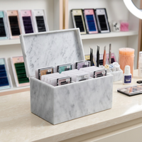 Rechi Boîte d'emballage personnalisée en acrylique et marbre texture pour faux cils Boîte de rangement avec 15 carreaux pour organisateur de cils Boîte de présentation