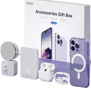 Custom 6 in 1 gift box Earphone Phone Case Power Bank Wire Adapter Wireless Charger Package Accessories For iphone 12 14Pro Max