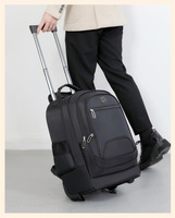 Sac à dos à roulettes Oxford imperméable OEM avec port de chargement USB, multi-compartiments, pour ordinateur portable, idéal pour les voyages