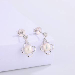 Élégantes boucles d'oreilles clous en argent S925 avec perles d'eau douce et zircon, motif fleur de soleil, bijoux pour femme, cadeau de mariage ou de mariée - Product Image 3