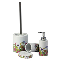 BX Ensemble de salle de bain en céramique Coffret cadeau 4 pièces avec porte-brosse de toilette