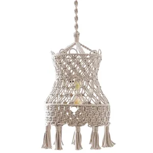 Macrame Đèn Bóng Râm Boho Treo Trần Mặt Dây Chuyền Ánh Sáng Bìa Hiện Đại Bohemian Giáng Sinh Trang Trí Nội Thất Phòng Khách Chụp Đèn