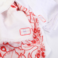 Tissu en coton rouge à œillets, broderie végétale, technique de tricot pour vêtements de mariage, décoration intérieure, accessoires brodés