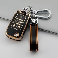 Coque de clé en TPU à bord doré WZ Factory, vente en gros, pour télécommande pliable 5 boutons Chevrolet Malibu Buick Excelle Lacrosse Encore Smart Fob 2009-2010