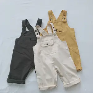 Trong Kho Giản Dị Bé Toddler Denim Vai Có Thể Điều Chỉnh Nút Quần Áo Bé Đan Rompers Trẻ Em Quần Áo