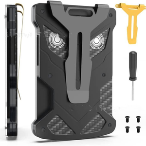 Fonction de blocage RFID PU cuir automatique Pop Up porte-<span class=keywords><strong>carte</strong></span> de crédit portefeuille avec boîte à cartes en métal - Product Image 2