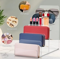 Présentoir en acrylique transparent/noir à JH1-9 niveaux pour portefeuille, organisateur de maquillage, lunettes de soleil, porte-sac à main pour femmes