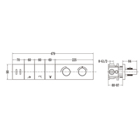 Robinet de douche thermostatique à trois voies en laiton avec corps en cuivre brossé, interrupteur à bouton et cartouche céramique