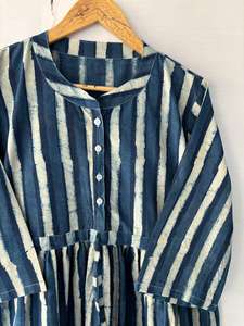 Nueva moda vestidos casuales para mujer suave cómodo manga larga cuello en V longitud Midi 100% algodón con estampado bordado - Product Image 6