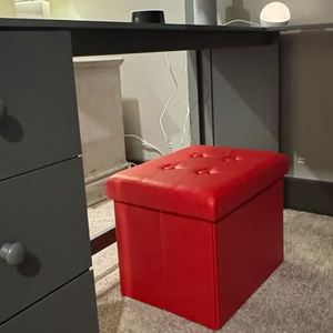 Otomana Plegable de Almacenamiento, Banco Reposapiés de Cuero Sintético, Taburete para el Hogar - Product Image 5