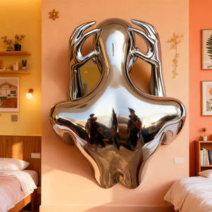 Escultura <span class=keywords><strong>de</strong></span> Resina 3D <span class=keywords><strong>de</strong></span> Tamaño Real <span class=keywords><strong>de</strong></span> una Persona Pensando, Color Plateado Cromado, Arte Moderno para Colgar en la Pared, Estatua Abstracta <span class=keywords><strong>de</strong></span> Fibra <span class=keywords><strong>de</strong></span> Vidrio Personalizada - Product Image 2