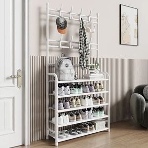Multi Functional Floor <b>Standing</b> Coat Rack Shoe Storage Rack Minimalist Design Rectangular Shape Versatile Use For Entryway - Product Image 2