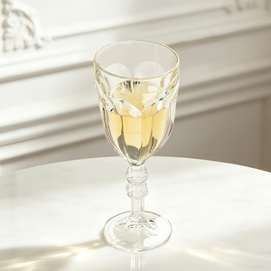 Verre à vin vintage gaufré, écologique, sans plomb, 9 oz, luxe, côtelé, pour flûtes, gobelet en verre transparent, mariage, fête, bar à domicile - Product Image 4
