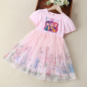 Vestito Estivo per Bambine con Design a Cartone Animato all'Uncinetto, Gonna a Palloncino in Cotone, Maniche Corte, 6 Anni, Nuovo Stile, Abbigliamento per Bambini - Product Image 1