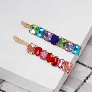 INS Minimalist Colorful Crystal Hair Clip Pins for Women Girls Baby Barrettes Hairpins Hair Accessories Jewelry