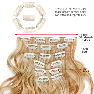 AliLeader - Extensiones de Cabello Sintético con Clip, Onduladas y Largas, 22 Pulgadas, 6 Piezas/Juego, 16 Clips - Product Image 3