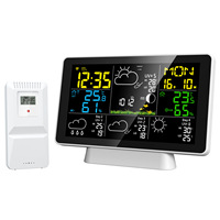 Station météo numérique intelligente Tuya OLED sans fil avec capteur extérieur Wi-Fi, thermomètre, hygromètre, horloge et alarme pour la maison (en plastique)