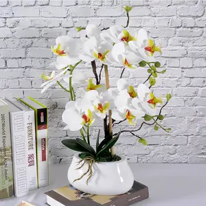 Orquídeas Artificiales S02409 con Tacto Real en Maceta, Flores Artificiales con Maceta, <span class=keywords><strong>Planta</strong></span> de Orquídea <span class=keywords><strong>Vanda</strong></span> para Decoración del Hogar - Product Image 1