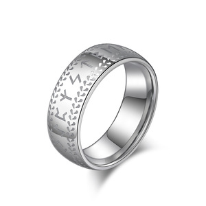 Viking Letter Tungsten Steel <b>Ring</b> Men's Minimalist Rune Design Fashion Jewelry Gift Steel Black K-T044 - Product Image 1