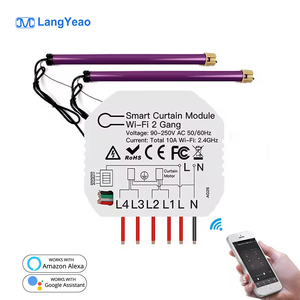 Langyao cho tuya cuộc sống thông minh Wifi + BLE 1/2 gang <span class=keywords><strong>Switch</strong></span> Breaker Rèm mù ứng dụng chuyển đổi điều khiển từ xa Alexa Google nhà ABS PC - Product Image 1