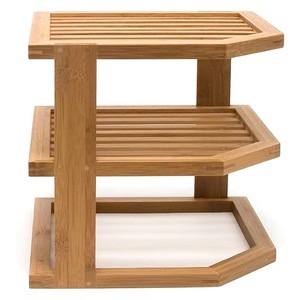 Étagère de rangement pour vaisselle et bols <span class=keywords><strong>en</strong></span> bambou moderne multifonctionnelle à 3 niveaux avec étagère d'angle - Product Image 4