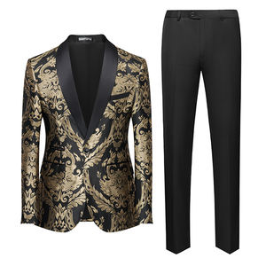 Costume de <span class=keywords><strong>mariage</strong></span> sur mesure pour homme, veste et <span class=keywords><strong>pantalon</strong></span> de cérémonie en jacquard, taille plus, coupe ajustée pour le marié, pour les fêtes et les mariages - Product Image 1