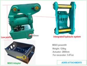 מחבר מהיר להטיה חשמלית דגם MS03 בעל פרופיל נמוך למחפר 5 טון, מחברים להטיה של 180 מעלות עם תו תקן CE - Product Image 6
