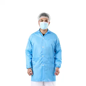 Combinaison de nettoyage en Fiber conductrice en Polyester, manteau de laboratoire antistatique, blouse ESD réutilisable pour salle blanche
