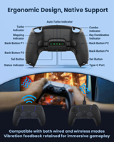 Kit de Reconfiguration CHARM FOCUS avec 4 Ailes Arrière, Compatible avec Manette PS5 BDM-010/060, DIY avec Bouton Arrière, Modification de la Poignée en Caoutchouc