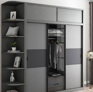 Meubles de placard classiques en bois avec porte coulissante Taille personnalisée pour chambre à coucher-Design d'armoires modernes - Product Image 3