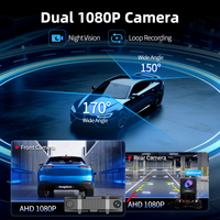 Caméra de tableau de bord 4G Android 15 double objectif 12 pouces avec rétroviseur DVR, navigation GPS, ADAS et enregistreur vidéo Full HD 1080P pour voiture