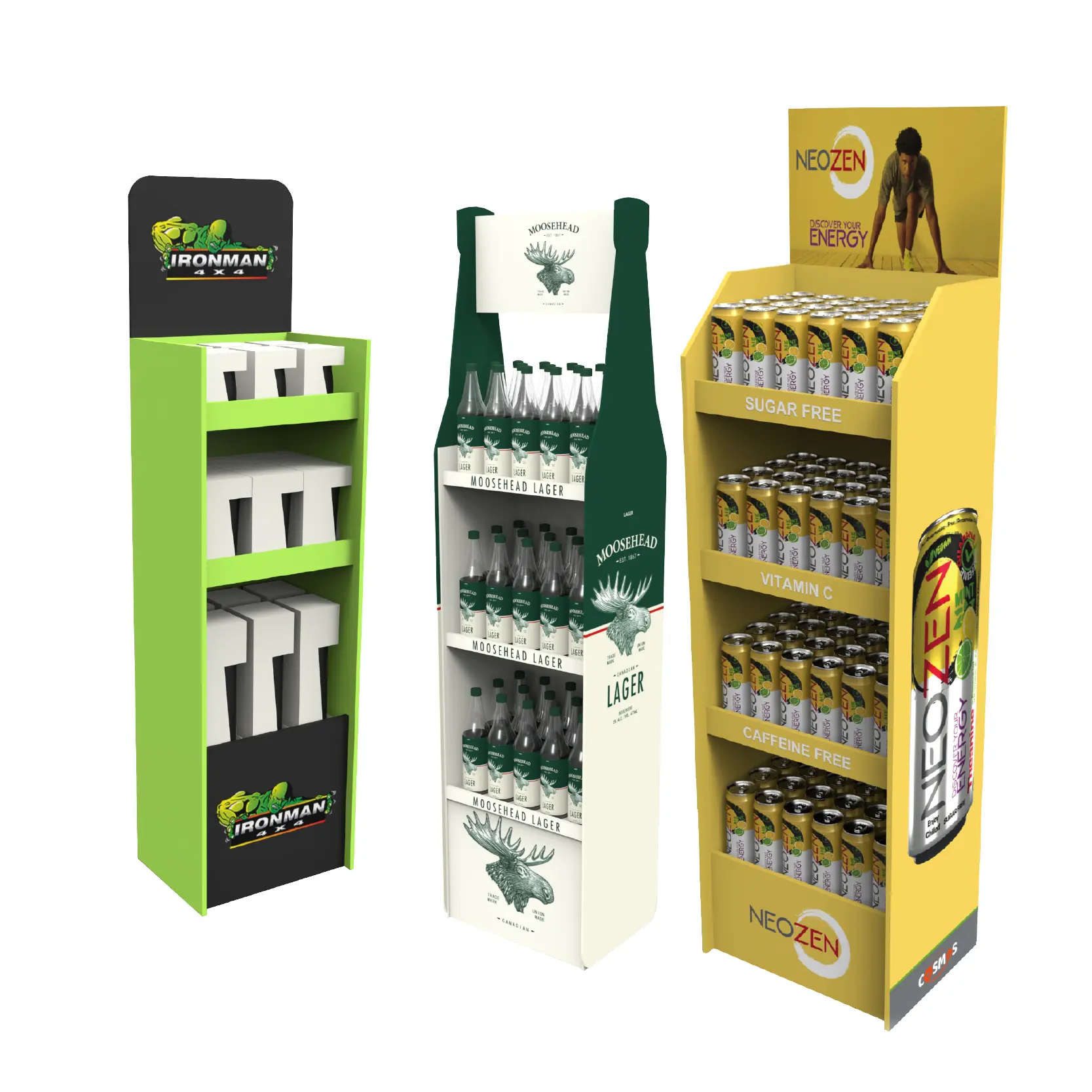 Apache Modern White for Floor Standing Cardboard Display Shelf with Custom Logo for Retail Stores — view 1