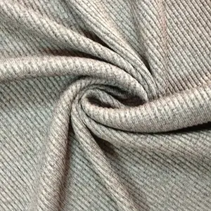 100% Polyester Đan 2*2 Xương Sườn Màu Xám Melange Vải
