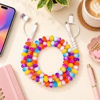 Câble de charge USB Type C 4 en 1 coloré avec perles en gelée, multi-charge, transfert de données